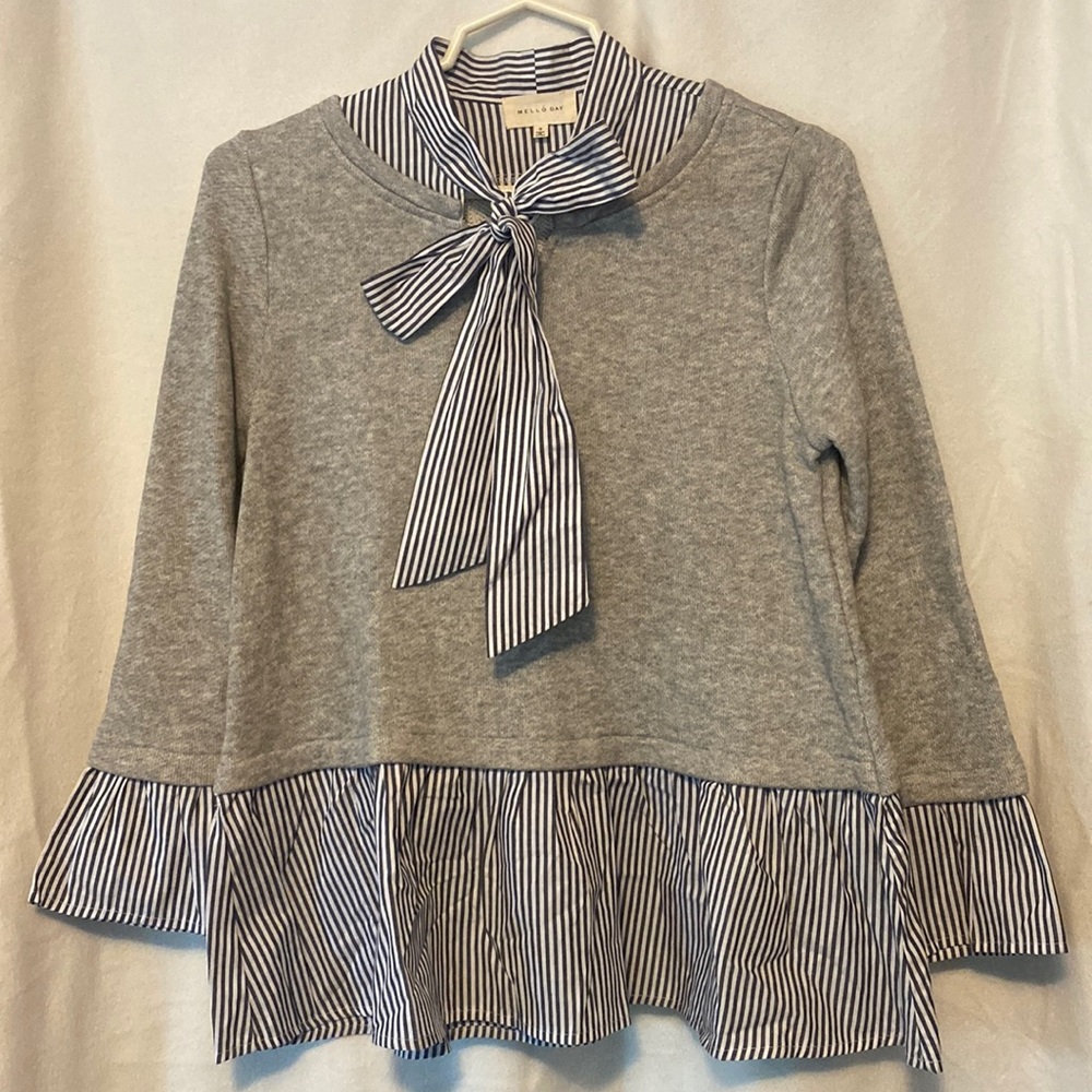 MELLODAY Collared Shirt and Sweater with bow